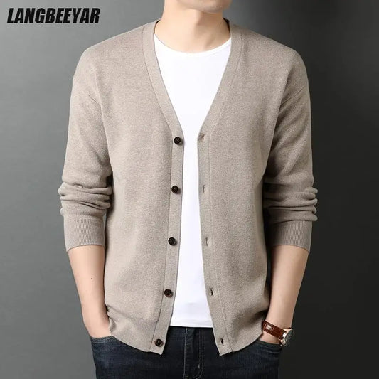 LANGBEEYAR V-neck Casual Knit Korean Style Cardigan Sweater