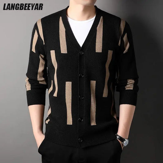 LANGBEEYAR V-neck Graphic Korean Casual Cardigan Sweater